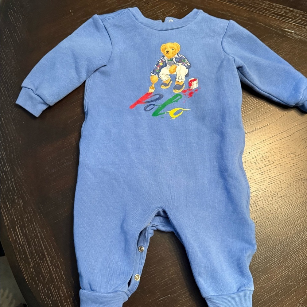 Ralph Lauren polo cotton boys onesie romper size 6 months  blue